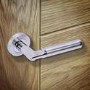 Internal Silver Polished/Satin Chrome Lever Fire Door Handle with Latch and Hinges Pack - 65mm Latch - Tiber - XL Joinery