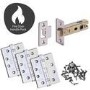 Internal Black Nickel and Silver Polished Chrome Bathroom Lever Door Handle with Lock, Latch and Hinges Pack - 75mm Latch - Timis - XL Joinery