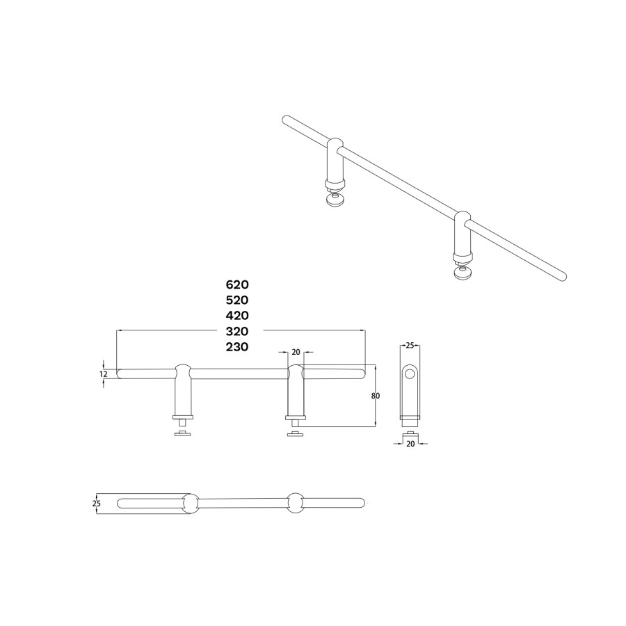 Black Designer Towel Holder for Steel & Electric Radiators - 320mm