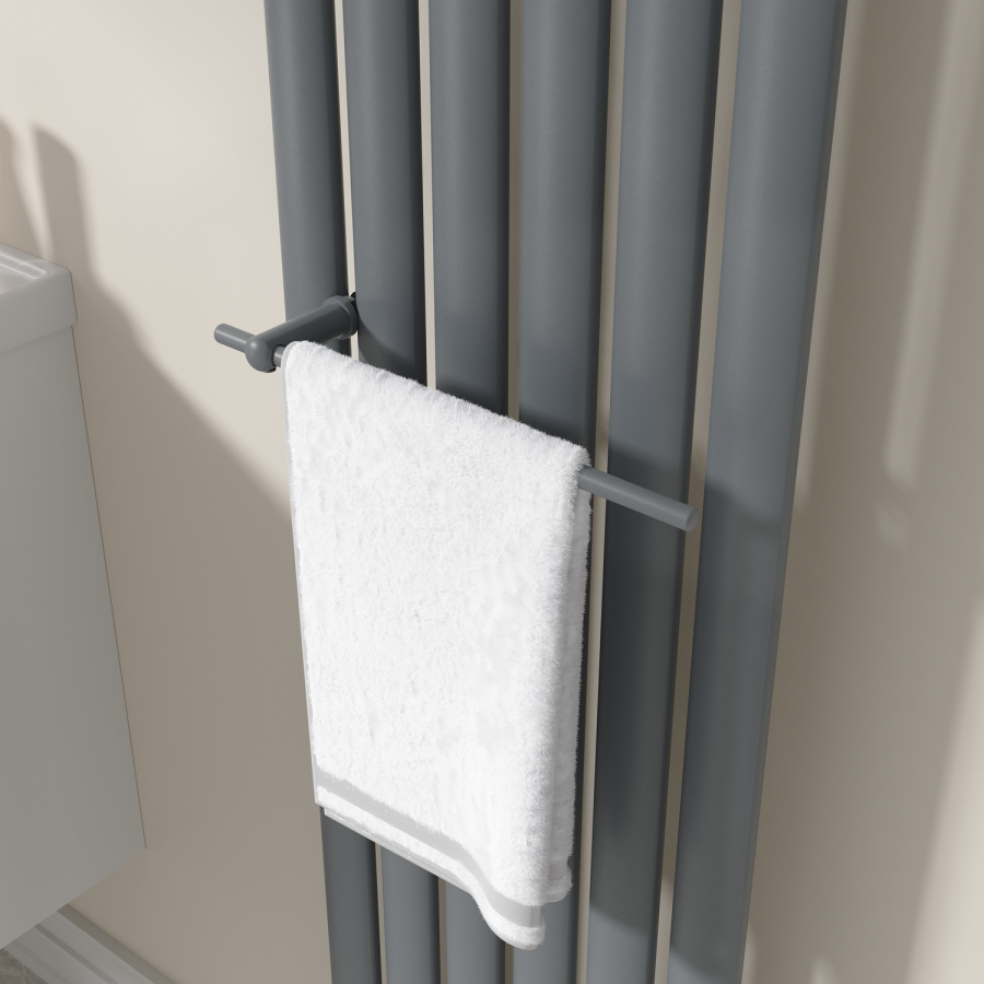 Anthracite Designer Towel Holder for Steel & Electric Radiators - 320mm