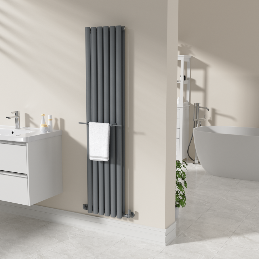 Anthracite Designer Towel Holder for Steel & Electric Radiators - 420mm