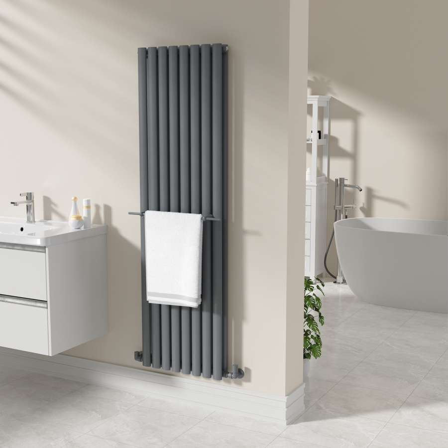 Anthracite Designer Towel Holder for Steel & Electric Radiators - 520mm