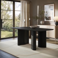 Black Wooden Dining Table - Seats 4 - Troy