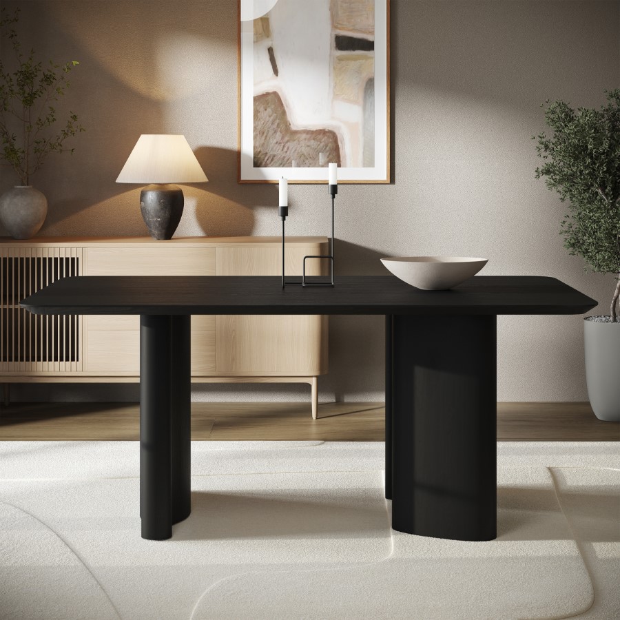 Black Wooden Dining Table - Seats 4 - Troy