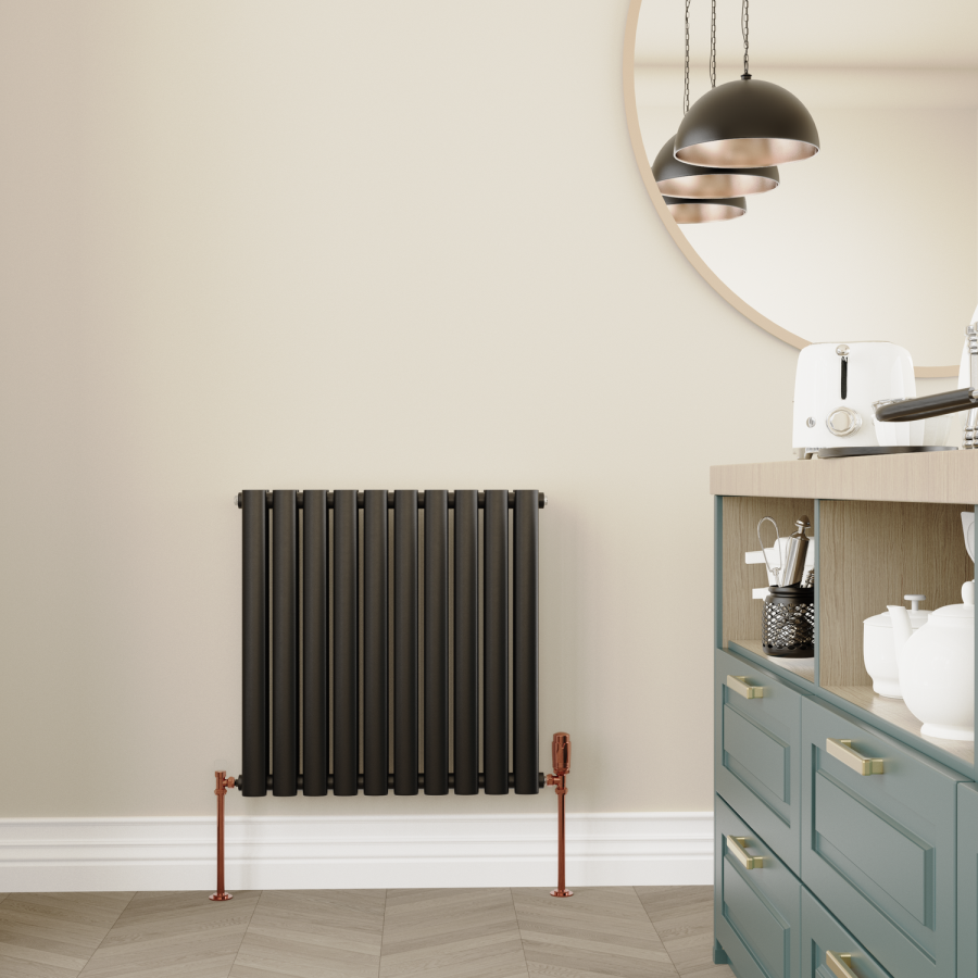 Elego Copper Modern TRV Angled Thermostatic Radiator Valves With Lockshield