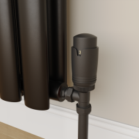 Elego Matte Black Modern TRV Angled Thermostatic Radiator Valves With Lockshield