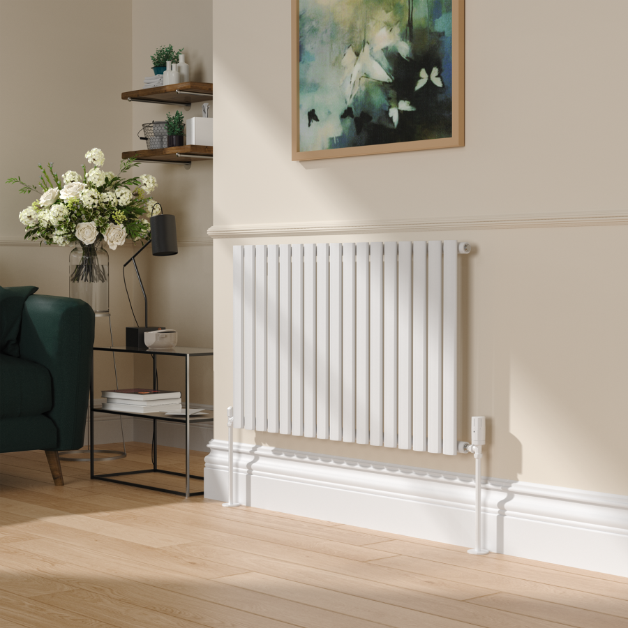 Elego White Modern TRV Angled Thermostatic Radiator Valves With Lockshield