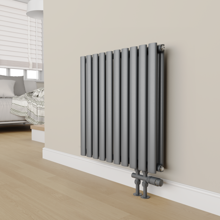 Elego Anthracite Gray Modern TRV H Block Thermostatic Radiator Valves 
