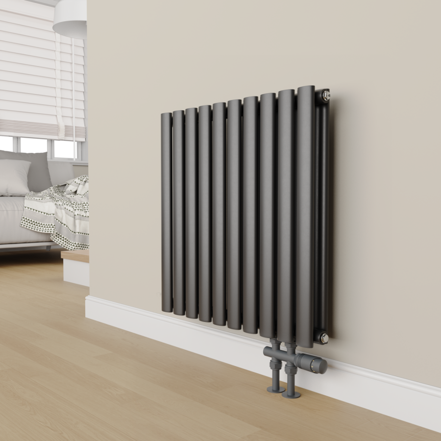 Elego Anthracite Gray Modern TRV H Block Thermostatic Radiator Valves 