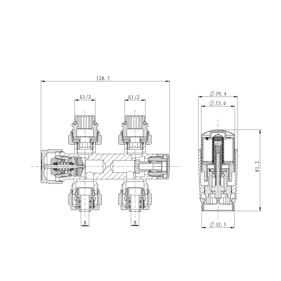 Elego Anthracite Gray Modern TRV H Block Thermostatic Radiator Valves 