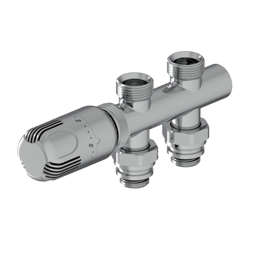 Elego Chrome Modern TRV H Block Thermostatic Radiator Valves 