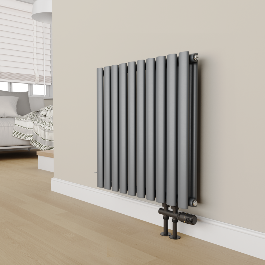 Elego Matte Black Modern TRV H Block Thermostatic Radiator Valves 