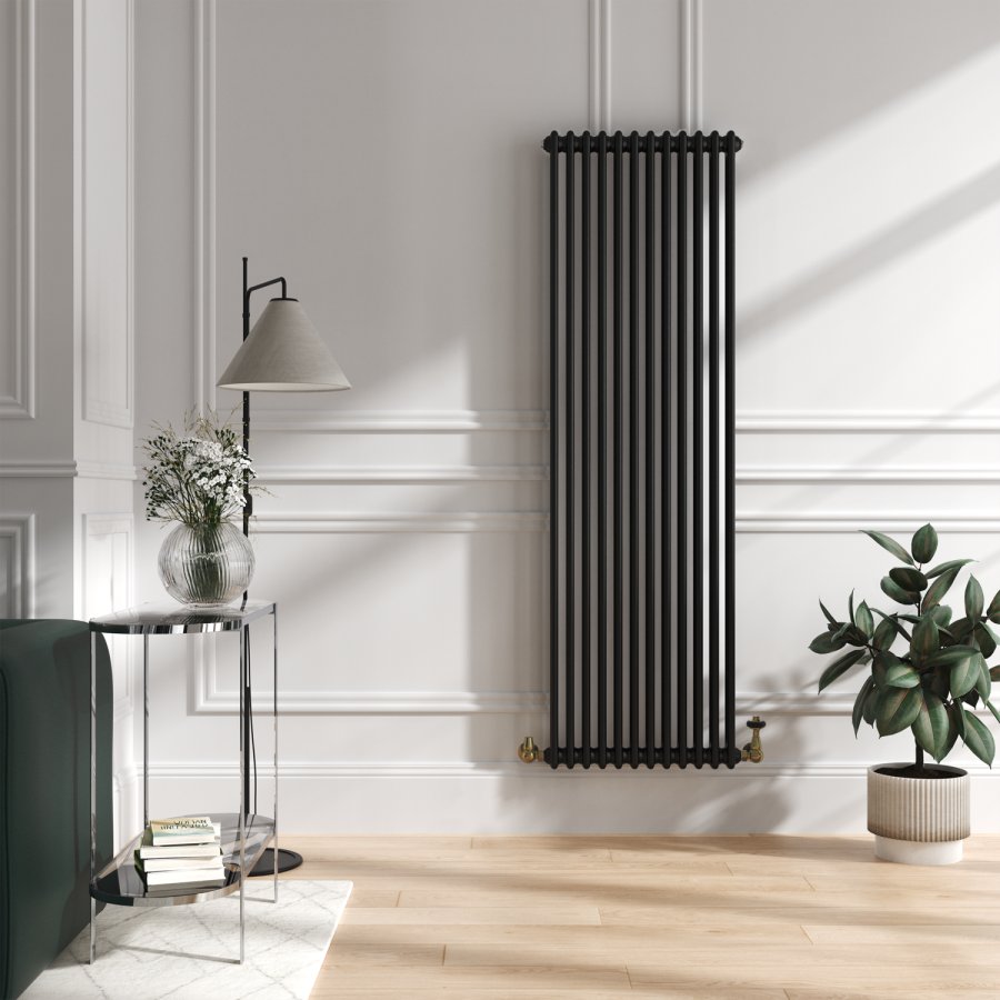Maesta Brushed Brass Traditional TRV Corner Thermostatic Radiator Valves With Lockshield