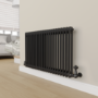 Maesta Matte Black Traditional TRV Corner Thermostatic Radiator Valves With Lockshield