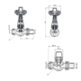Maesta Brushed Brass Traditional TRV Straight Thermostatic Radiator Valves With Lockshield