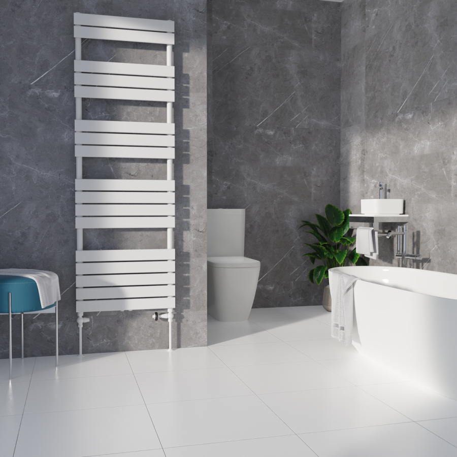 Maesta White Traditional TRV Straight Thermostatic Radiator Valves With Lockshield