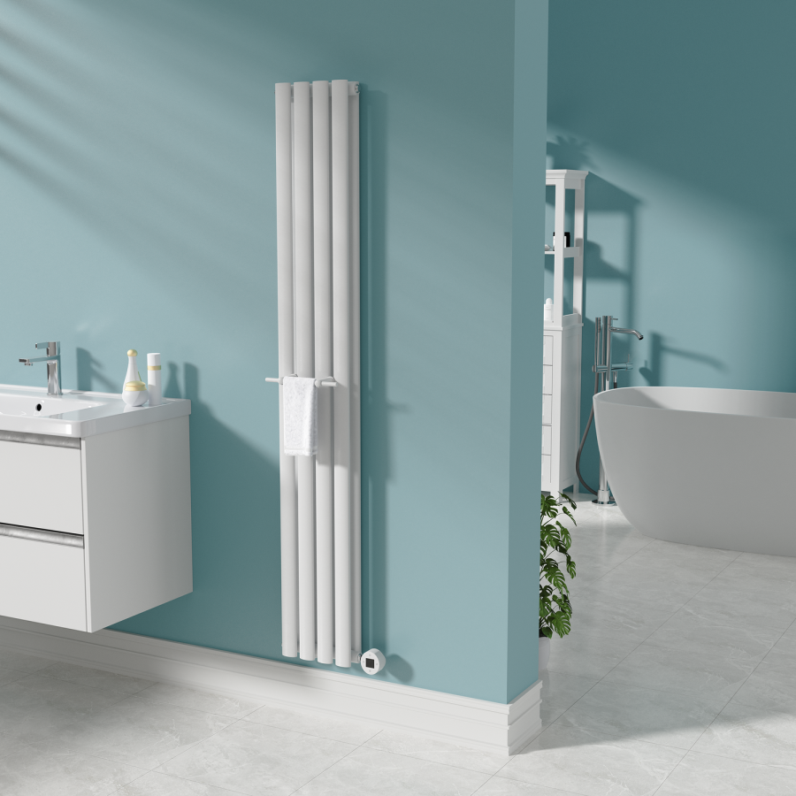 White Designer Towel Holder for Steel & Electric Radiators - 230mm