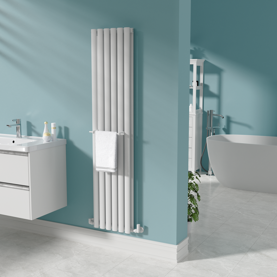 White Designer Towel Holder for Steel & Electric Radiators - 320mm