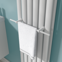 White Designer Towel Holder for Steel & Electric Radiators - 420mm
