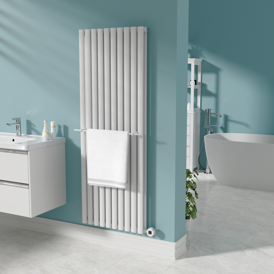 White Designer Towel Holder for Steel & Electric Radiators - 620mm