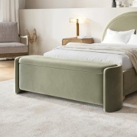 Sage Velvet Ottoman Storage Blanket Box - Taryn