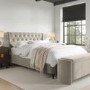 Beige Velvet Ottoman Storage Blanket Box - Taryn