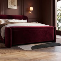 Burgundy Velvet Ottoman Storage Blanket Box - Taryn