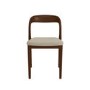 Set of 2 Beige Upholstered Dining Chairs with Walnut Solid Wood Frame - Uma