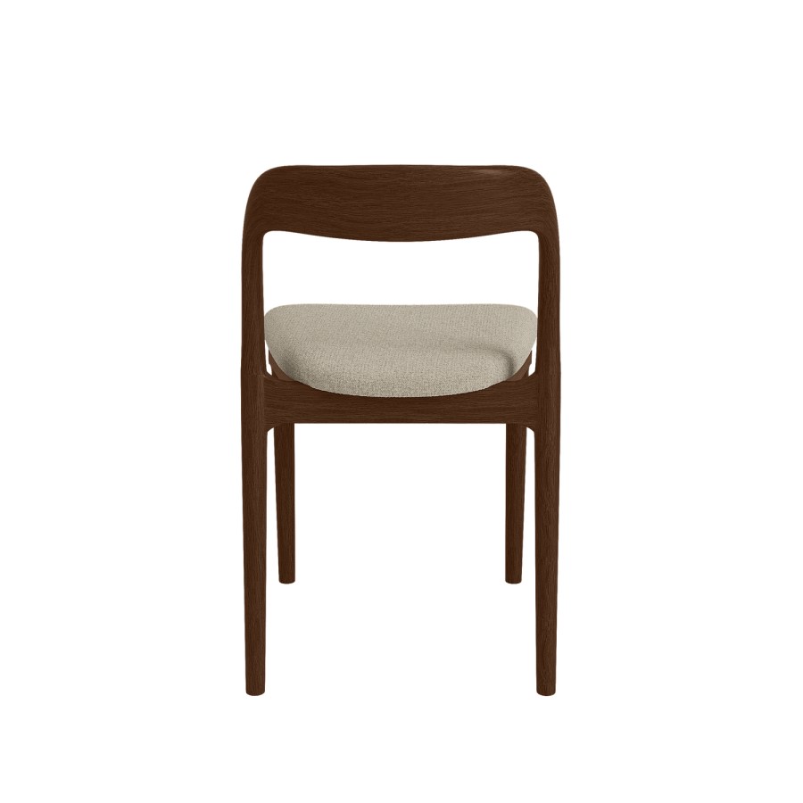 Set of 2 Beige Upholstered Dining Chairs with Walnut Solid Wood Frame - Uma