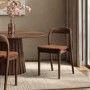 Set of 2 Rust Upholstered Dining Chairs with Walnut Solid Wood Frame - Uma