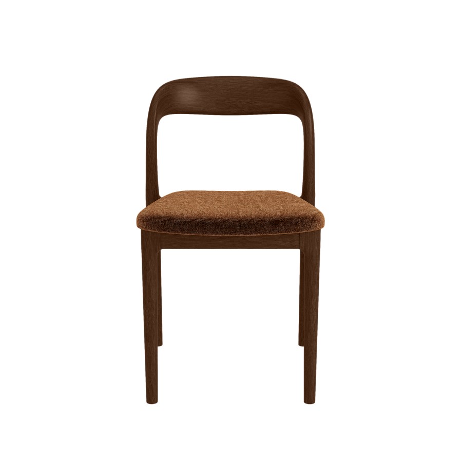 Set of 2 Rust Upholstered Dining Chairs with Walnut Solid Wood Frame - Uma