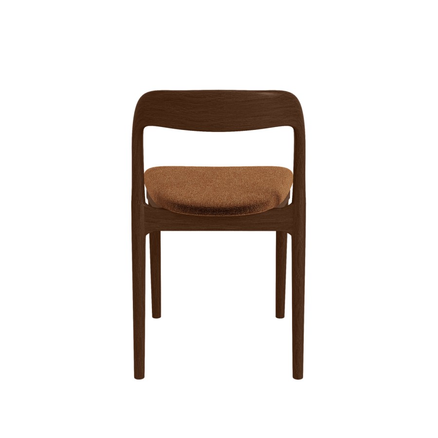 Set of 2 Rust Upholstered Dining Chairs with Walnut Solid Wood Frame - Uma