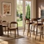 Set of 2 Rust Upholstered Dining Chairs with Walnut Solid Wood Frame - Uma