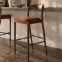Rust Upholstered Kitchen Stool with Walnut Solid Wood Frame - Uma