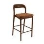 Rust Upholstered Kitchen Stool with Walnut Solid Wood Frame - Uma