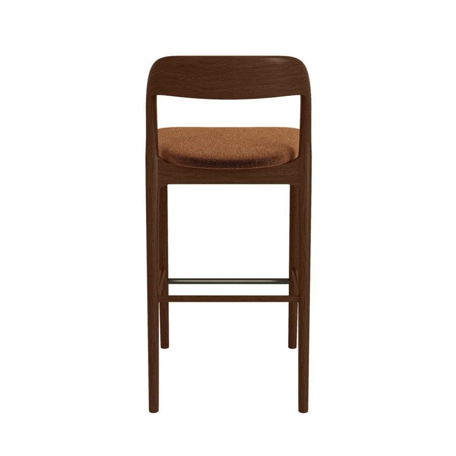 Rust Upholstered Kitchen Stool with Walnut Solid Wood Frame - Uma