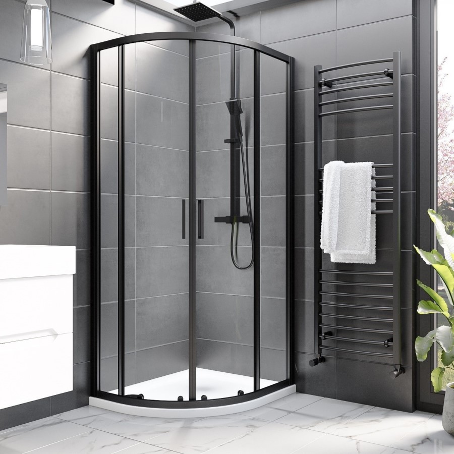 1200x800mm Left Hand Offset Quadrant 45mm White Stone Resin Shower Tray – Pearl