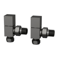 Gunmetal Grey Square Manual Angled Radiator Valves
