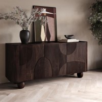 Large Walnut Effect Sideboard with Ball Feet - Ivan