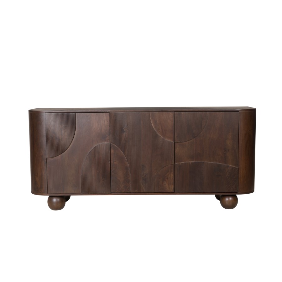 Large Walnut Effect Sideboard with Ball Feet - Ivan