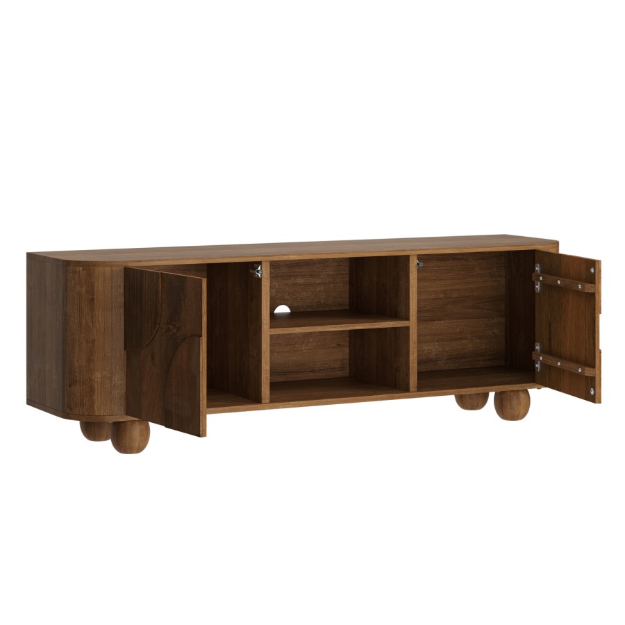 Large Mango Wood TV Stand with Storage - TV's up to 70" - Ivan