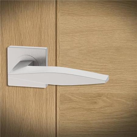 Internal Pearl Nickel Bathroom Lever Door Handle with Lock, Latch and Hinges Pack - 65mm Latch - Vardar - XL Joinery