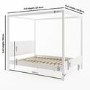King Size Four Poster Bed Frame in White - Victoria