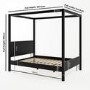Double Four Poster Bed Frame in Black - Victoria