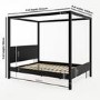 King Size Four Poster Bed Frame in Black - Victoria