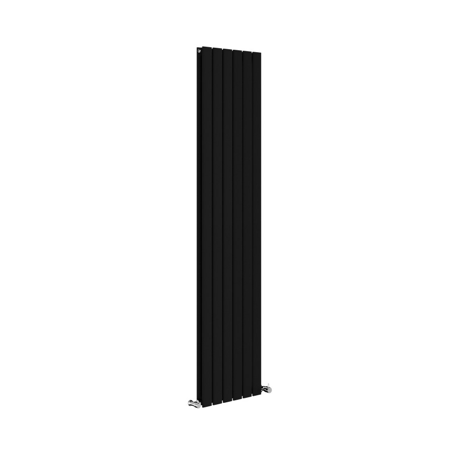 Riace Midnight Black Vertical Flat Designer Radiator 1800x408mm Double Panel 4168 BTU