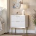Modern Ribbed White High Gloss 2 Drawer Bedside Table - Valencia