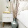 Modern Ribbed White High Gloss 2 Drawer Bedside Table - Valencia