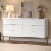 Wide White High Gloss 6 Drawer Chest of Drawers with Gold Legs - Valencia