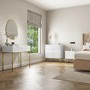 Wide White High Gloss 6 Drawer Chest of Drawers with Gold Legs - Valencia